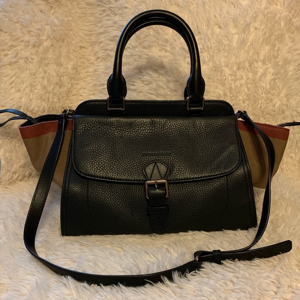 Burberry CHECK MEDIUM HARCOURT SATCHEL BLACK